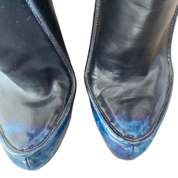Alexander Wang Addison Platform Leather Heeled Black Blue Boots size 38 size 8 - Picture 9 of 14